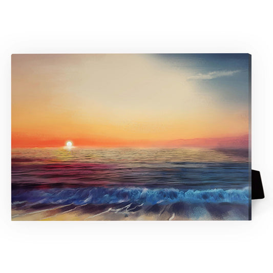 Tranquil Ocean Sunset Oil Painting for Serene Home Décor