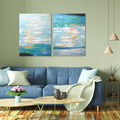 Serene Coastal Abstract Oil Painting for Tranquil Home Décor