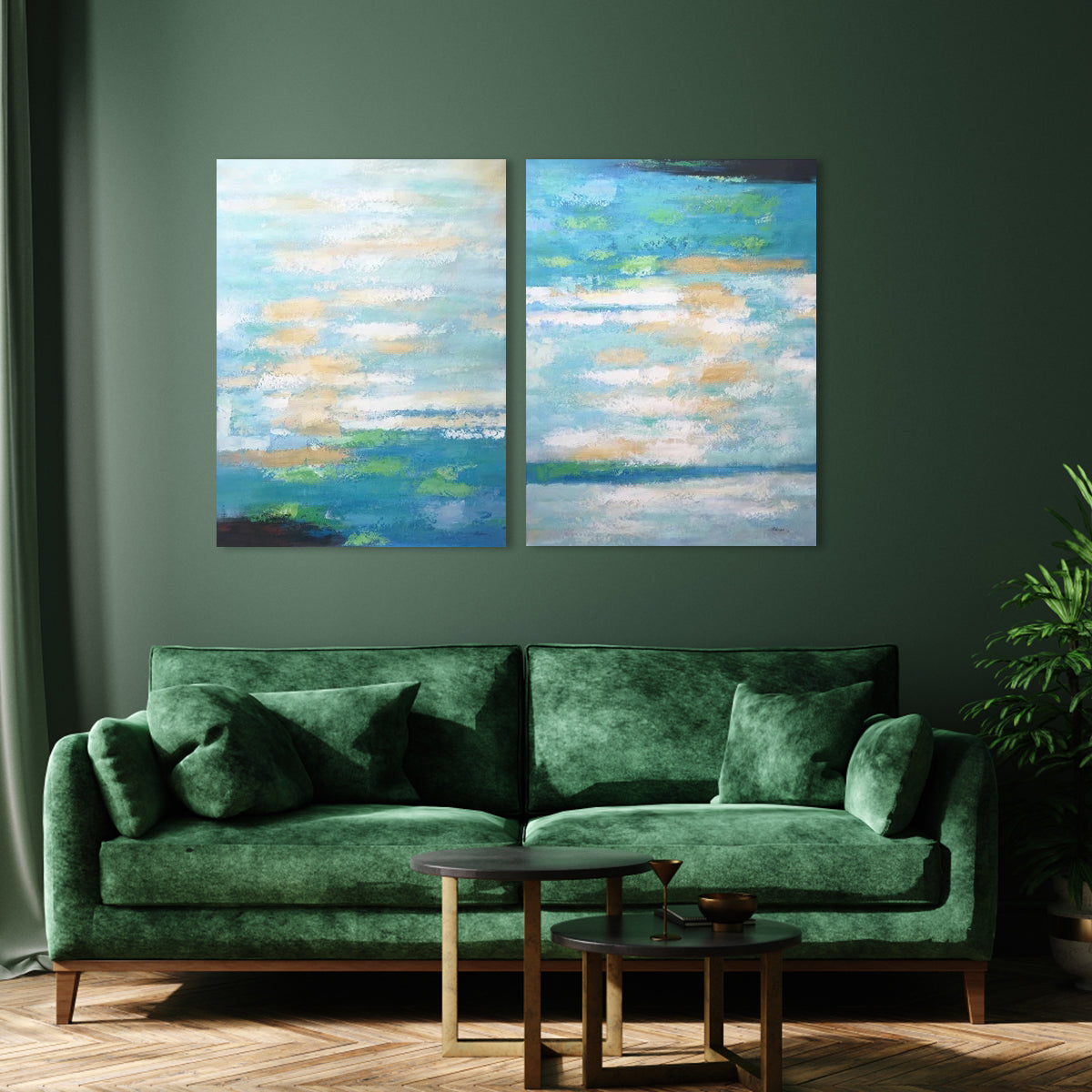 Serene Coastal Abstract Oil Painting for Tranquil Home Décor