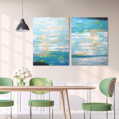 Serene Coastal Abstract Oil Painting for Tranquil Home Décor