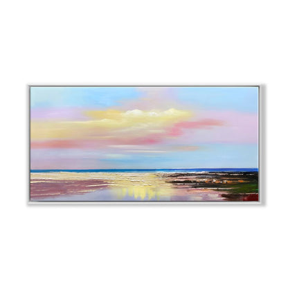 Serene Coastal Sunset Oil Painting for Tranquil Home Decor