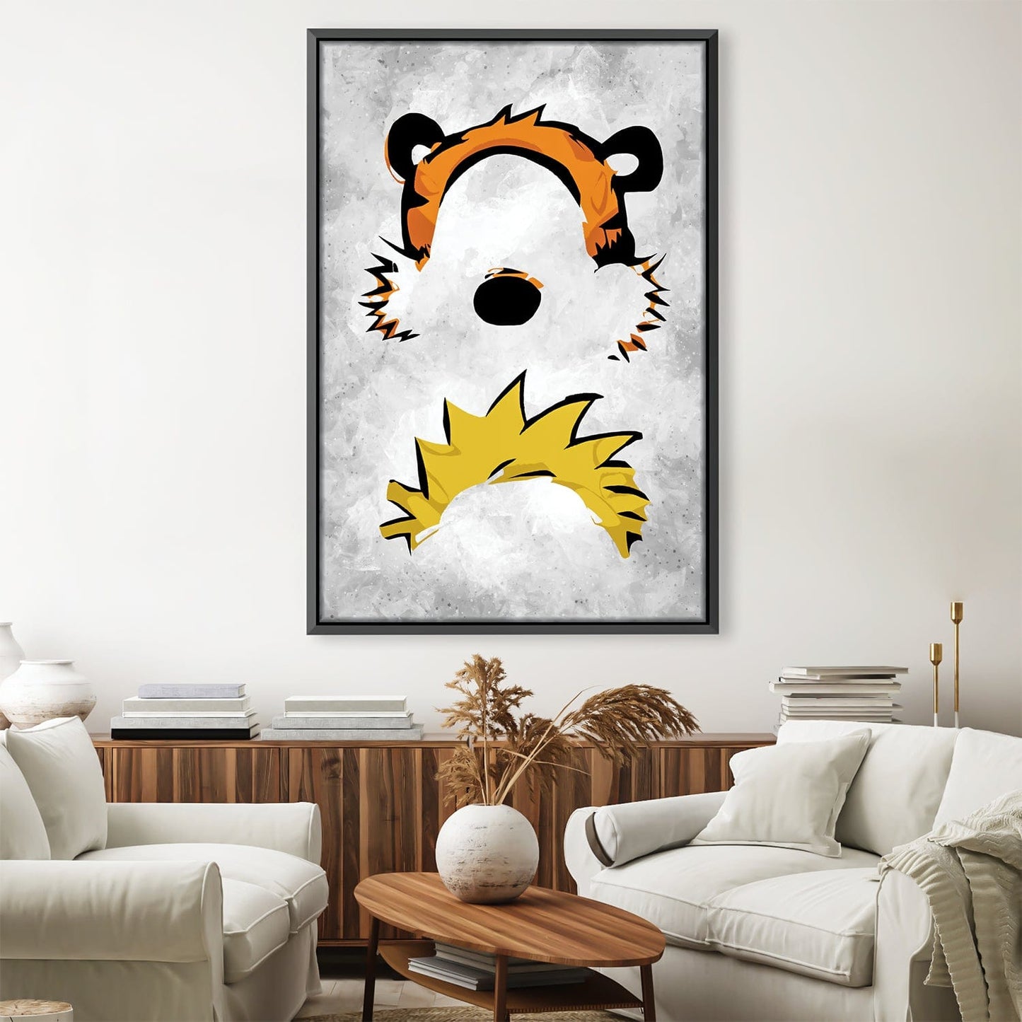 Whimsical Calvin and Hobbes Faces Canvas Art for Cartoon Lovers