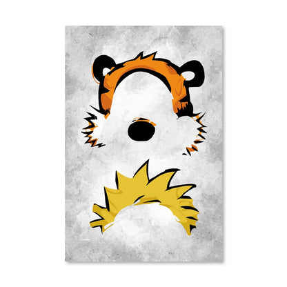 Whimsical Calvin and Hobbes Faces Canvas Art for Cartoon Lovers