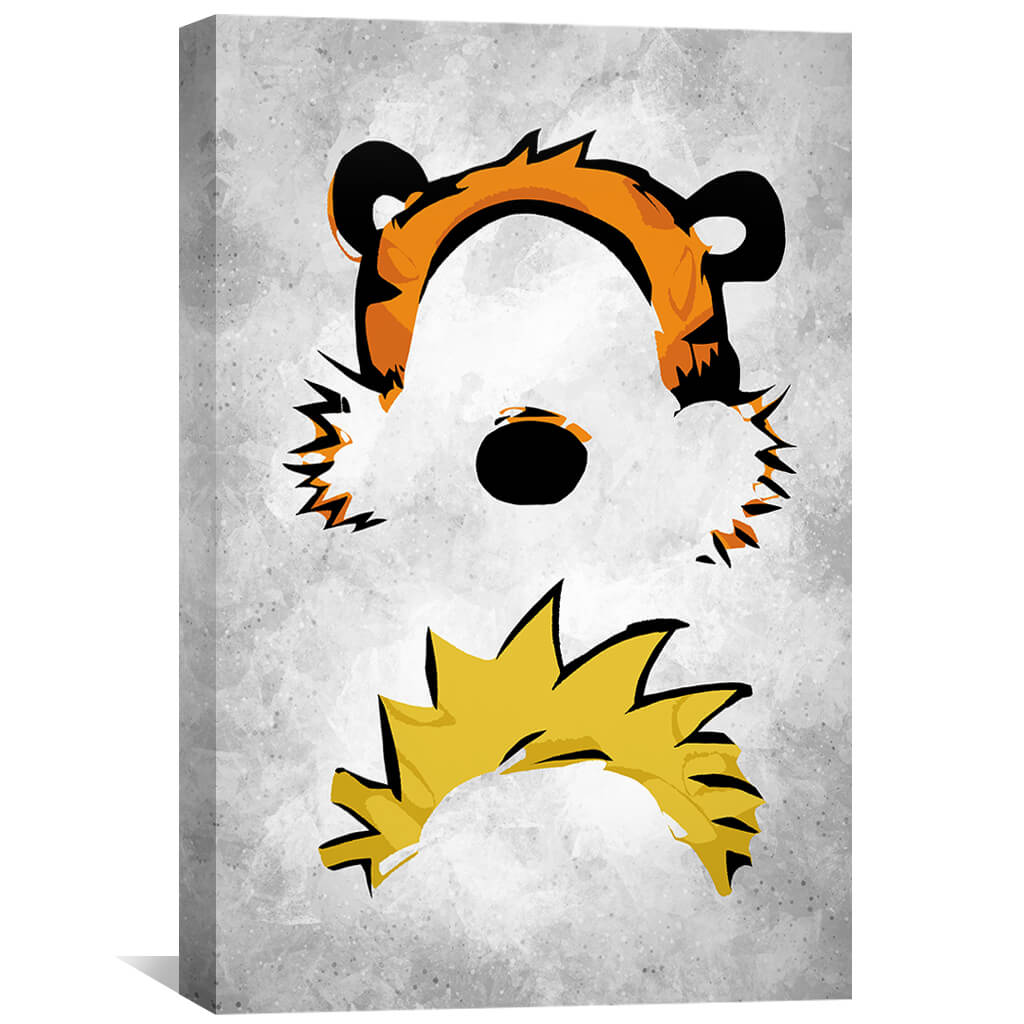 Whimsical Calvin and Hobbes Faces Canvas Art for Cartoon Lovers