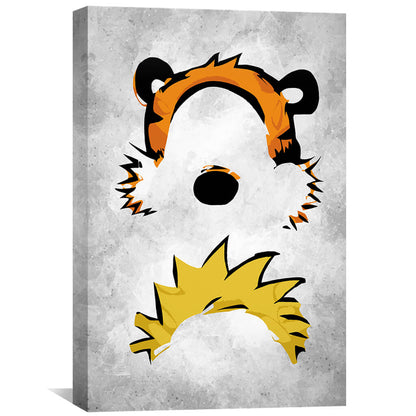 Whimsical Calvin and Hobbes Faces Canvas Art for Cartoon Lovers
