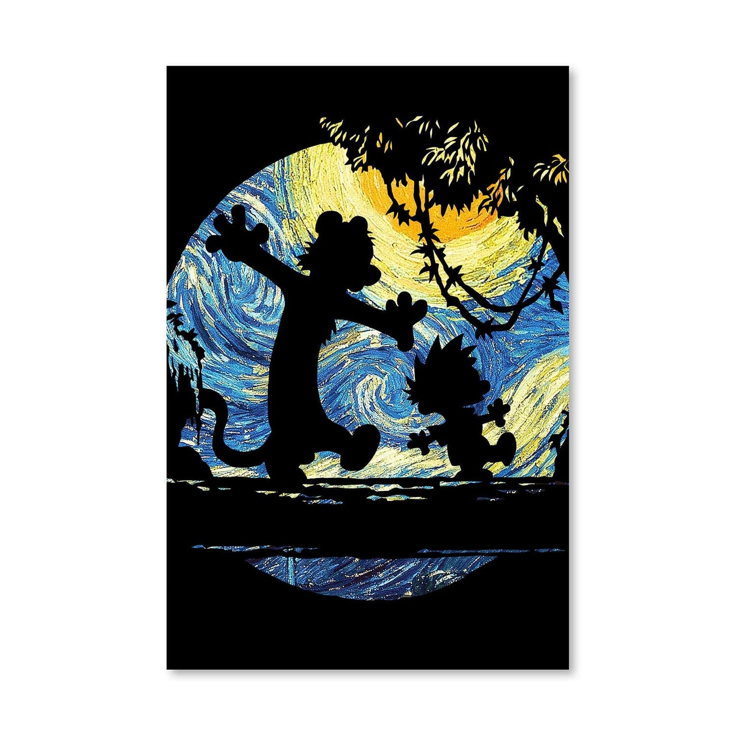 Calvin and Hobbes Starry Night Moon Canvas Art Print