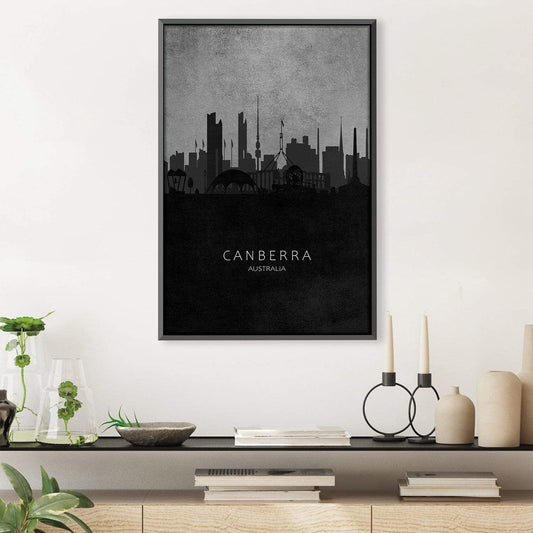 Stylish Canberra Skyline Oil Painting - Modern Australian Wall Art Décor