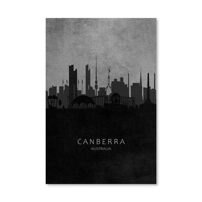 Stylish Canberra Skyline Oil Painting - Modern Australian Wall Art Décor