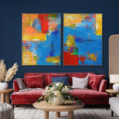 Vibrant Abstract Oil Painting in Bold Colors for Home Décor