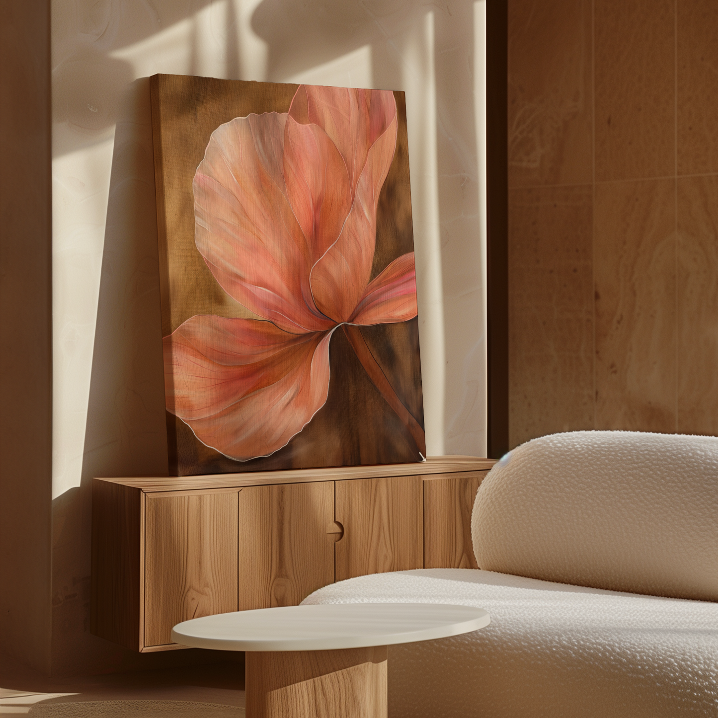 Elegant Blush Petals Floral Abstract Oil Painting for Modern Home Decor