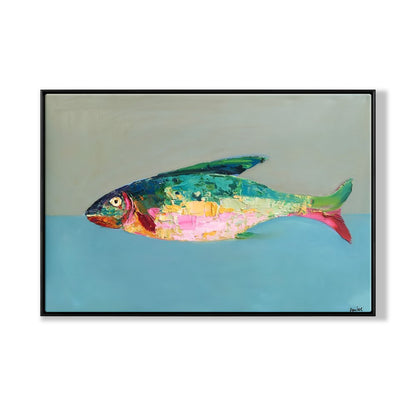 Vibrant Abstract Fish Oil Painting for Modern Home Decor