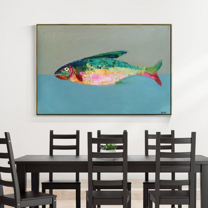 Vibrant Abstract Fish Oil Painting for Modern Home Decor