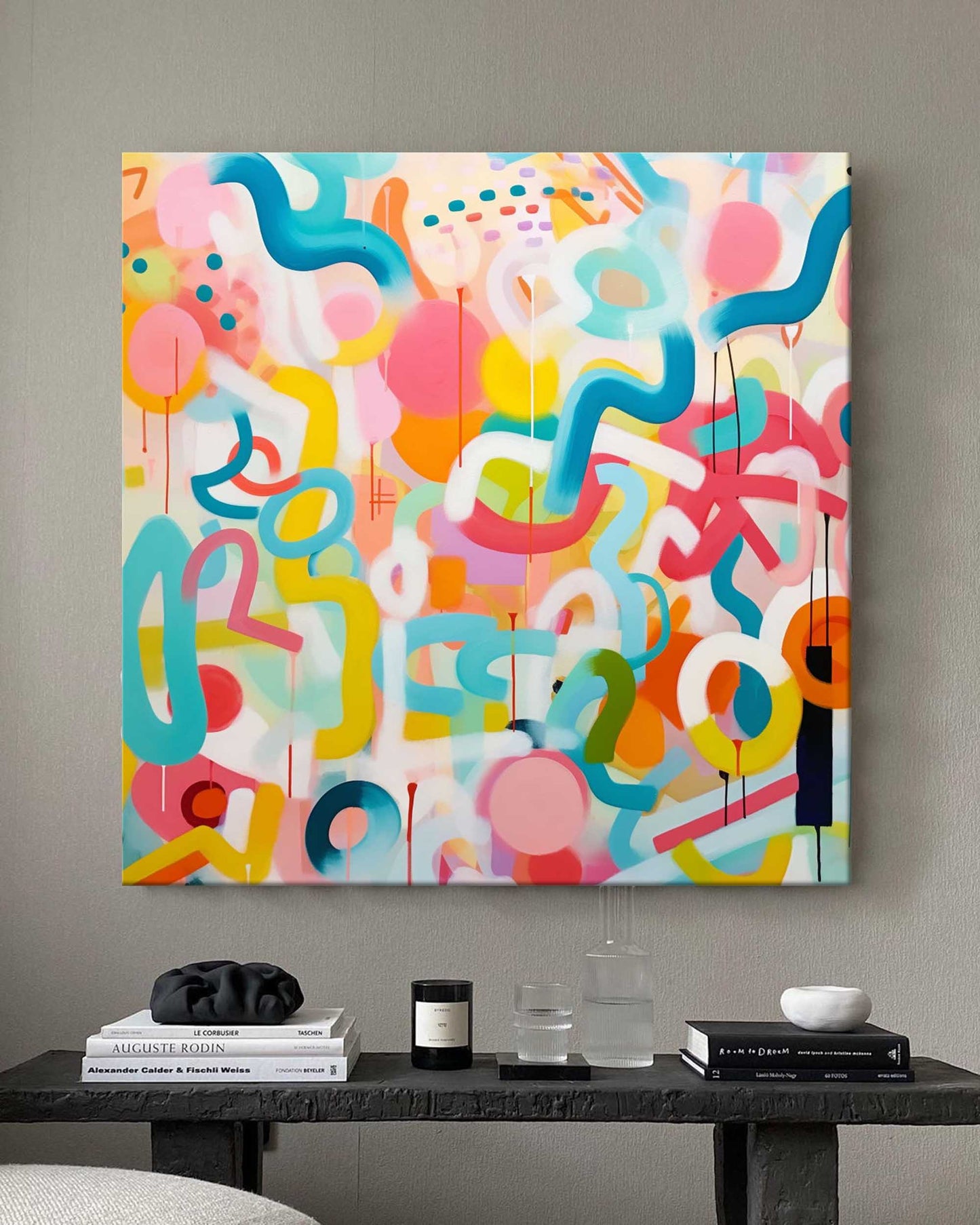 Vibrant Abstract Oil Painting for Modern Home Decor