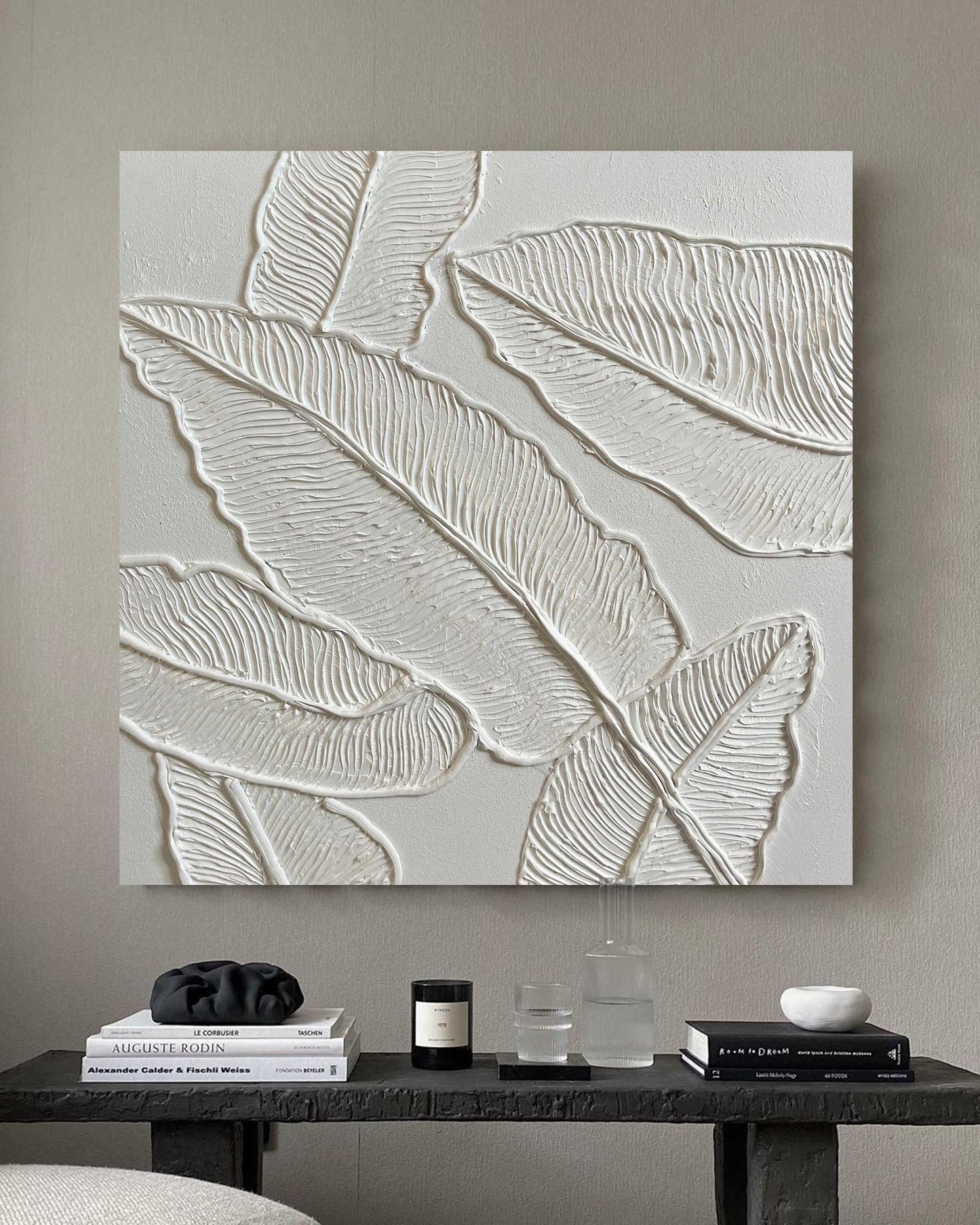 Textured Leaf Oil Painting for Modern Home Decor - Artistic Wall Art Design