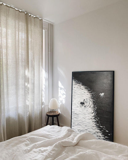 Elegant Swans on Water Black and White Oil Painting Canvas Art