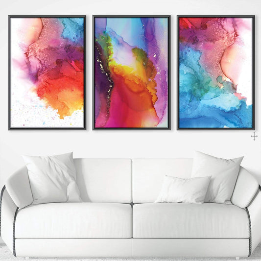 Vibrant Abstract Oil Painting Trio for Modern Home Decor