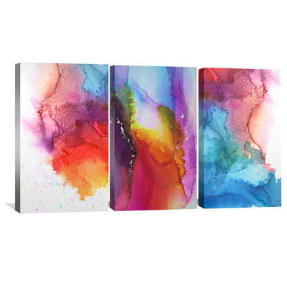 Vibrant Abstract Oil Painting Trio for Modern Home Decor