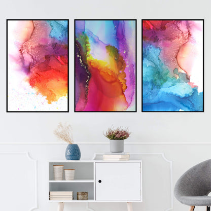 Vibrant Abstract Oil Painting Trio for Modern Home Decor