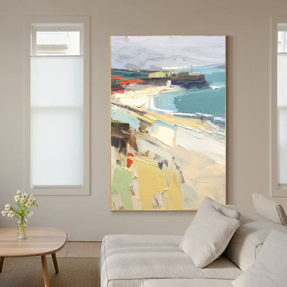 Serene Coastal Landscape Oil Painting for Beach House Decor