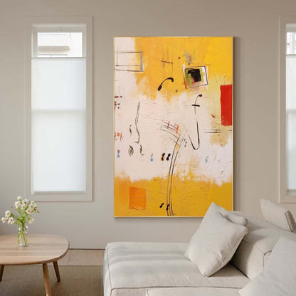 Vibrant Yellow Abstract Oil Painting for Modern Home Decor and Art Enthusiasts