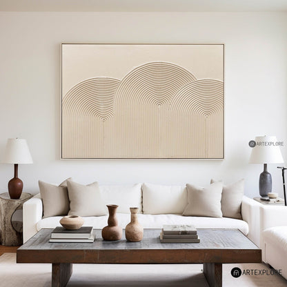 Elegant Beige Minimalist Abstract Oil Painting for Modern Interiors