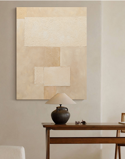 Serene Minimalist Geometric Oil Painting for Contemporary Home Decor