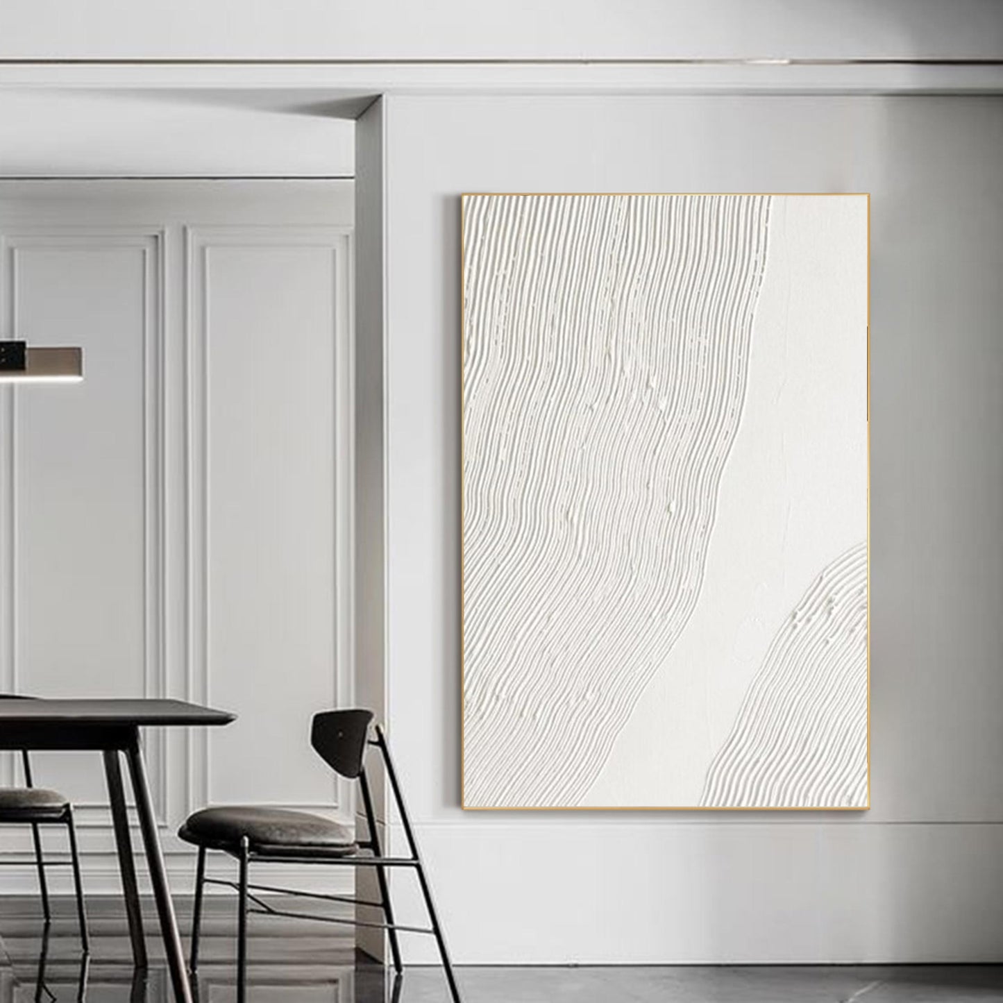 Serene White Textured Abstract Oil Painting for Modern Home Decor