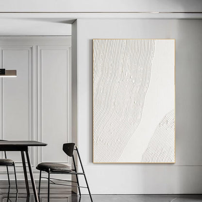 Serene White Textured Abstract Oil Painting for Modern Home Decor