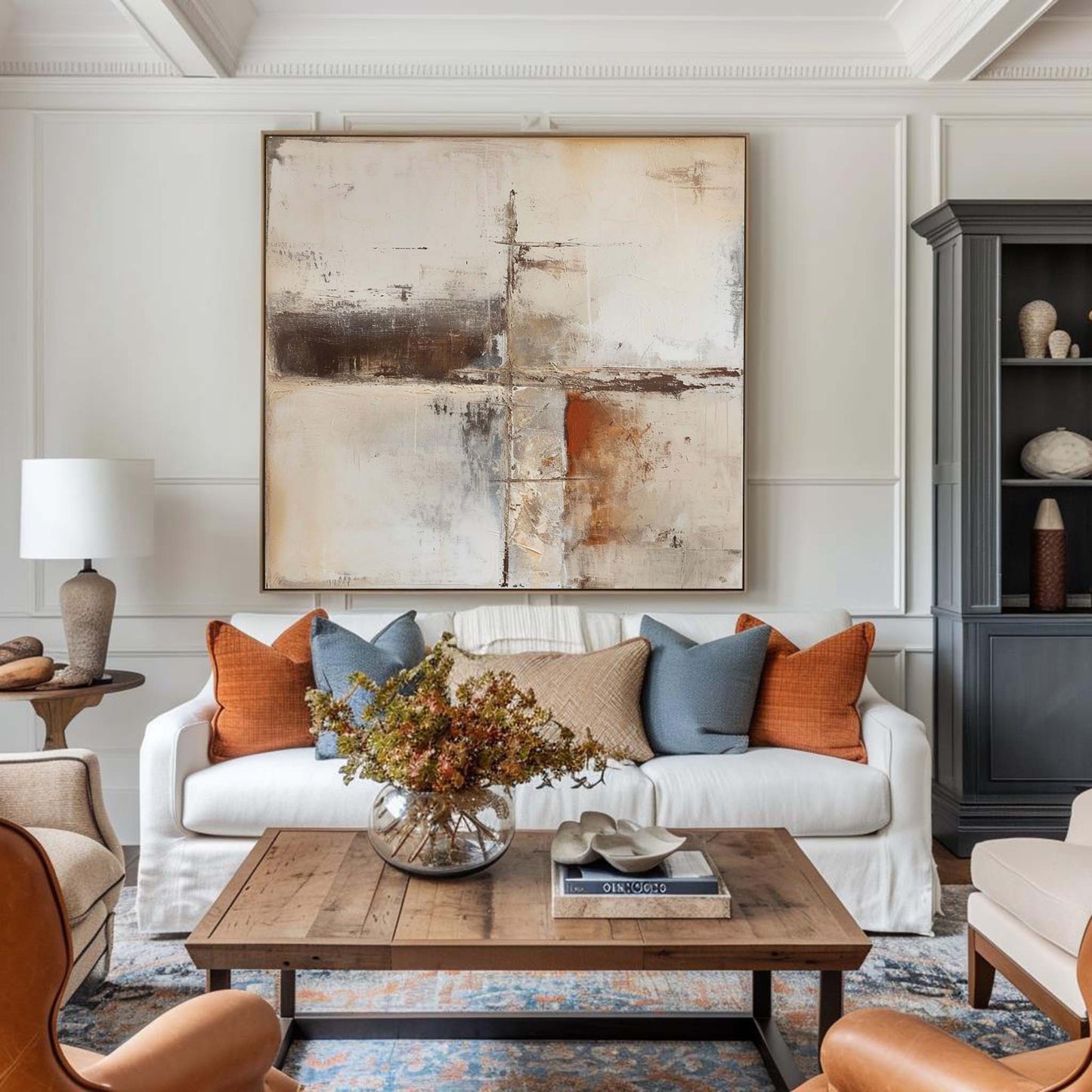 Contemporary Abstract Oil Painting in Earthy Tones for Modern Art Lovers