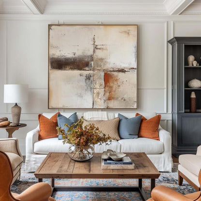 Contemporary Abstract Oil Painting in Earthy Tones for Modern Art Lovers