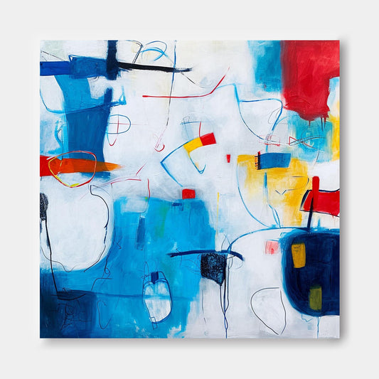 Vibrant Abstract Oil Painting on Canvas for Modern Home Decor