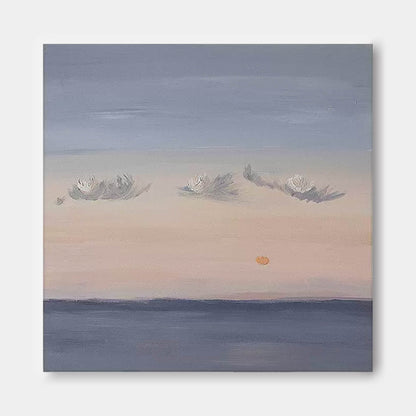 Tranquil Sunset Over Water - Serene Oil Painting Landscape for Home Decor