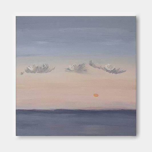 Tranquil Sunset Over Water - Serene Oil Painting Landscape for Home Decor