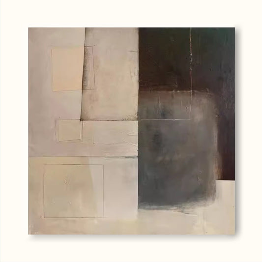Contemporary Minimalist Oil Painting with Geometric Abstract Shapes