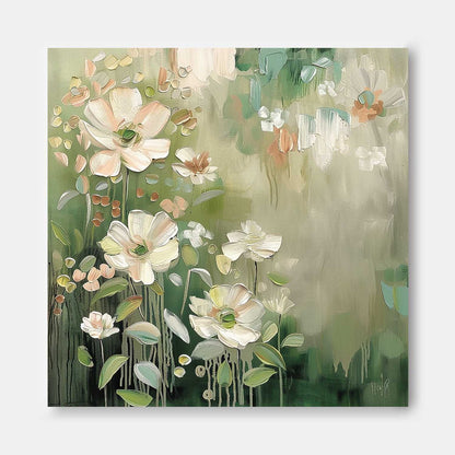 Vibrant Floral Oil Painting for Home Decor - Nature-Inspired Wall Art