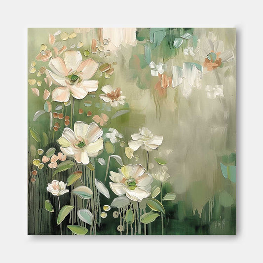 Vibrant Floral Oil Painting for Home Decor - Nature-Inspired Wall Art