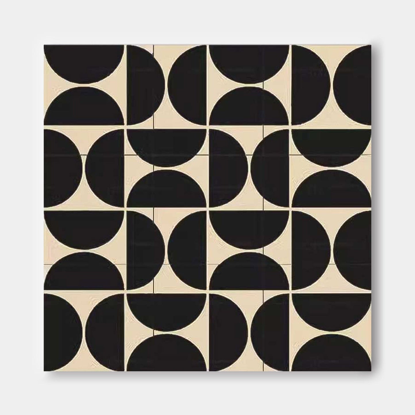 Modern Geometric Black and White Oil Painting for Stylish Home Decor