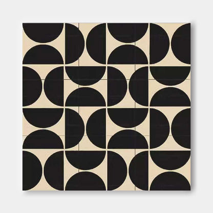 Modern Geometric Black and White Oil Painting for Stylish Home Decor