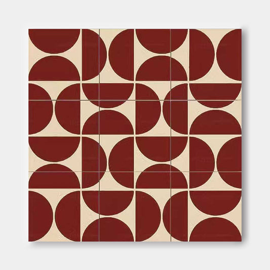 Contemporary Abstract Oil Painting with Geometric Shapes and Warm Tones