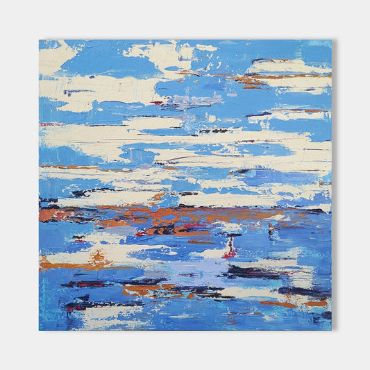 Contemporary Abstract Seascape Oil Painting for Modern Decor