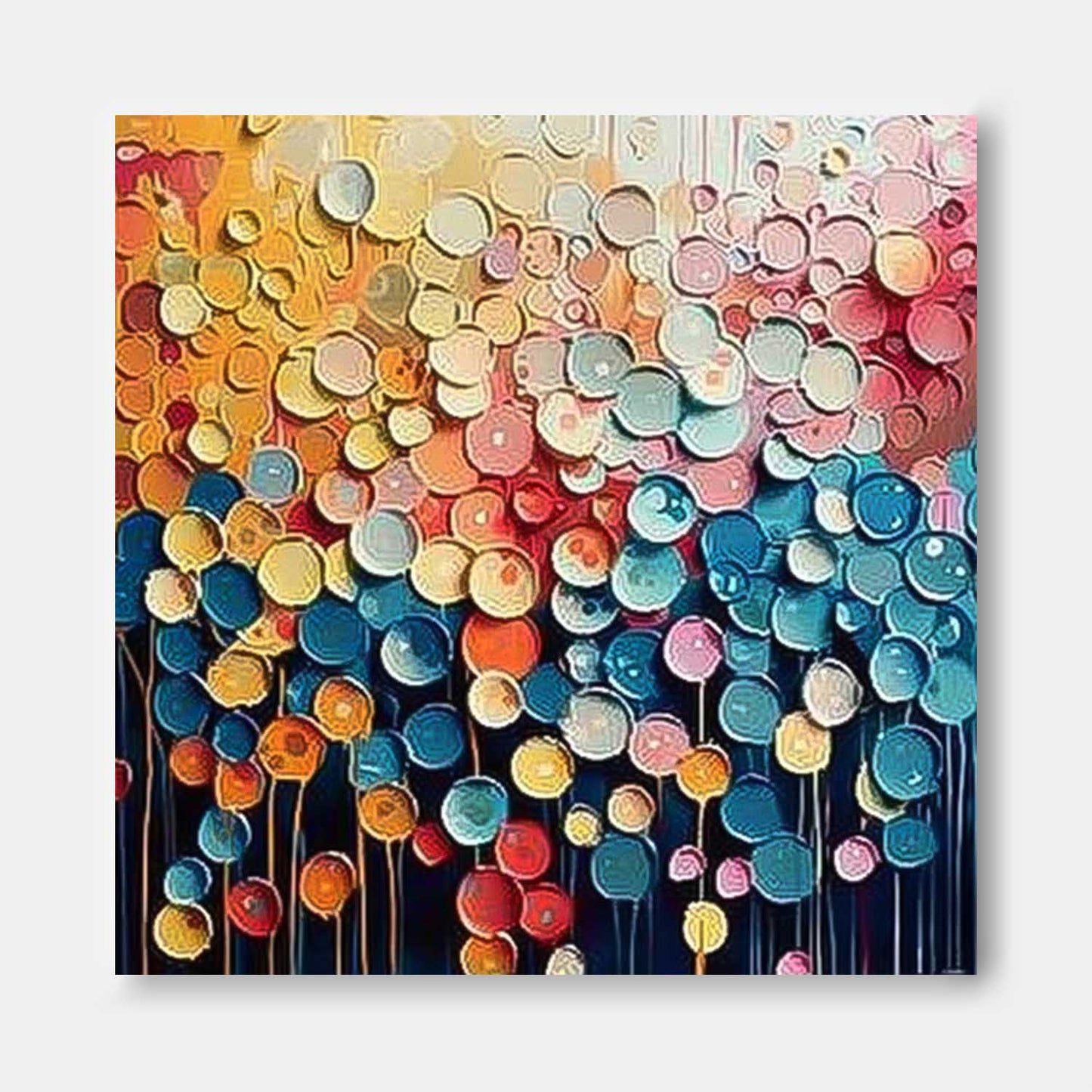 Vibrant Abstract Oil Painting with Colorful Dots for Modern Home Decor