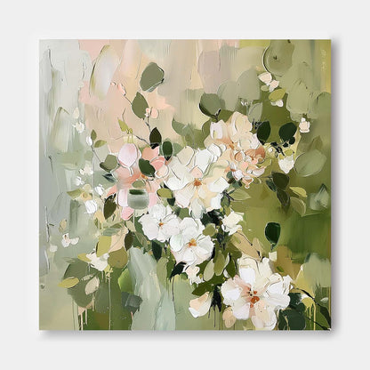 Botanical Bliss: Elegant Floral Oil Painting for Home Décor