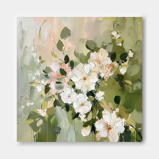 Botanical Bliss: Elegant Floral Oil Painting for Home Décor