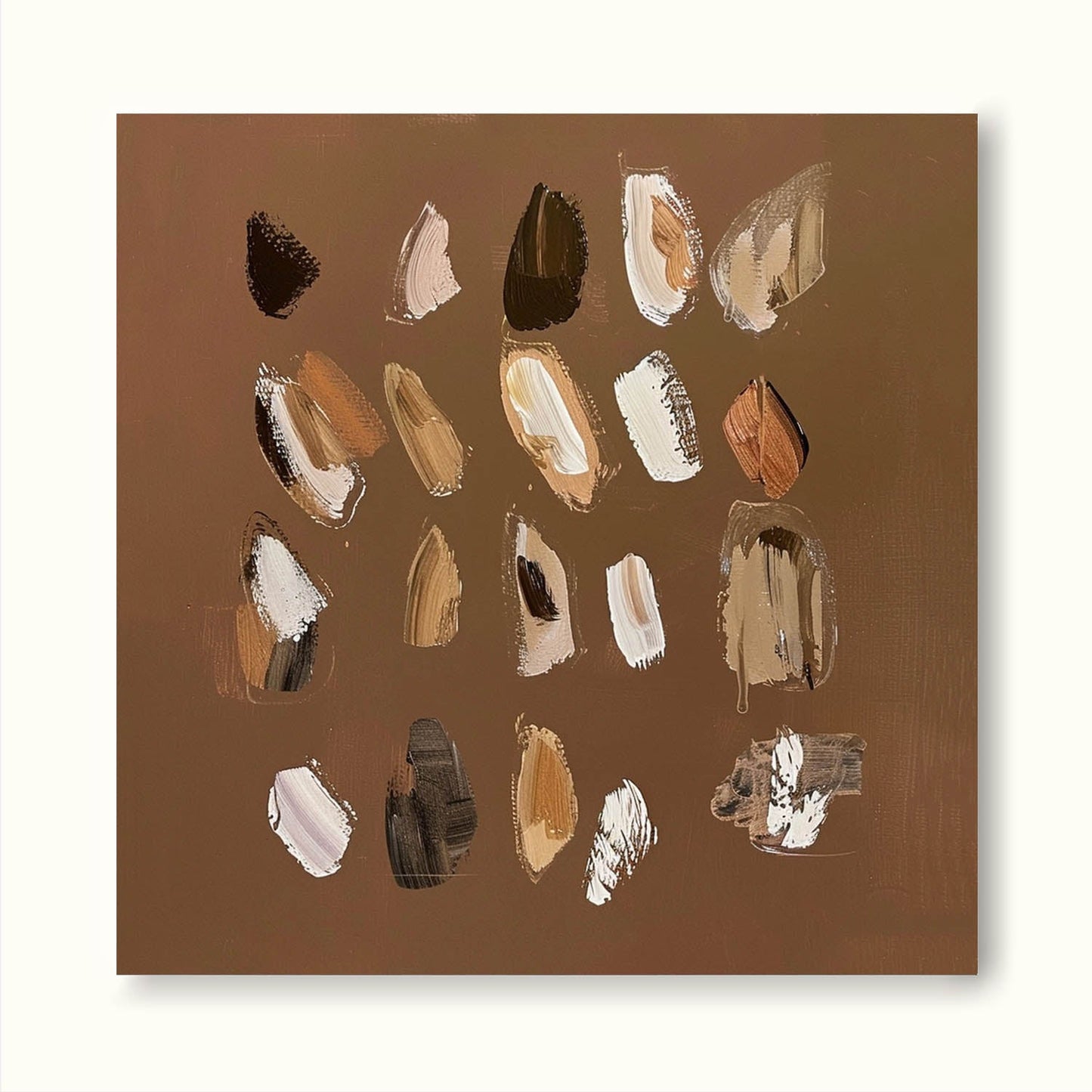 Modern Vintage Abstract Oil Painting in Earthy Tones for Stylish Home Decor