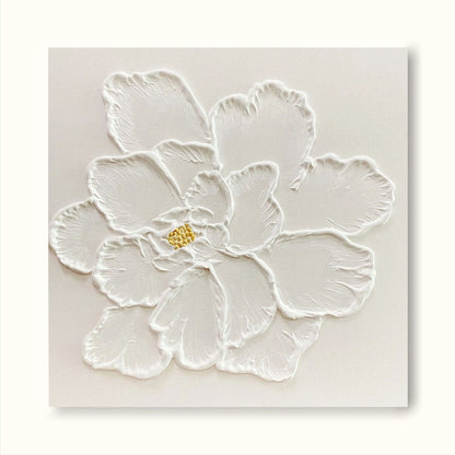 Elegant White Flower Oil Painting for Minimalist Home Decor and Modern Aesthetics