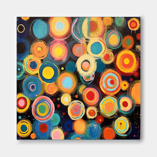 Colorful Abstract Circle Oil Painting for Modern Home Decor and Art Lovers