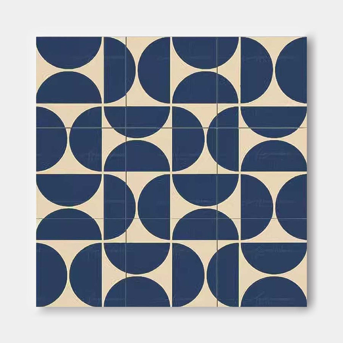 Navy and Beige Geometric Canvas Art for Modern Minimalist Interiors