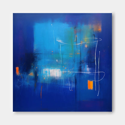 Vibrant Abstract Blue Oil Painting for Modern Home Decor and Art Enthusiasts