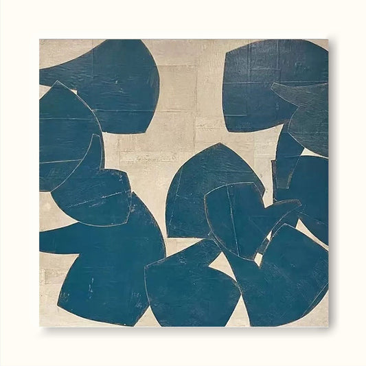 Contemporary Blue Abstract Oil Painting for Modern Home Decor