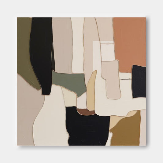 Contemporary Abstract Oil Painting with Earthy Tones for Modern Home Décor